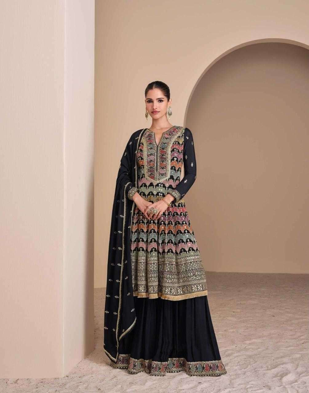 SAYURI DESIGNER PRESENTS ANDAZ READYMADE EXCLUSIVE GEORGETTE PLAZZO STYLE SUIT CATALOG WHOLESALER AND EXPORTER 