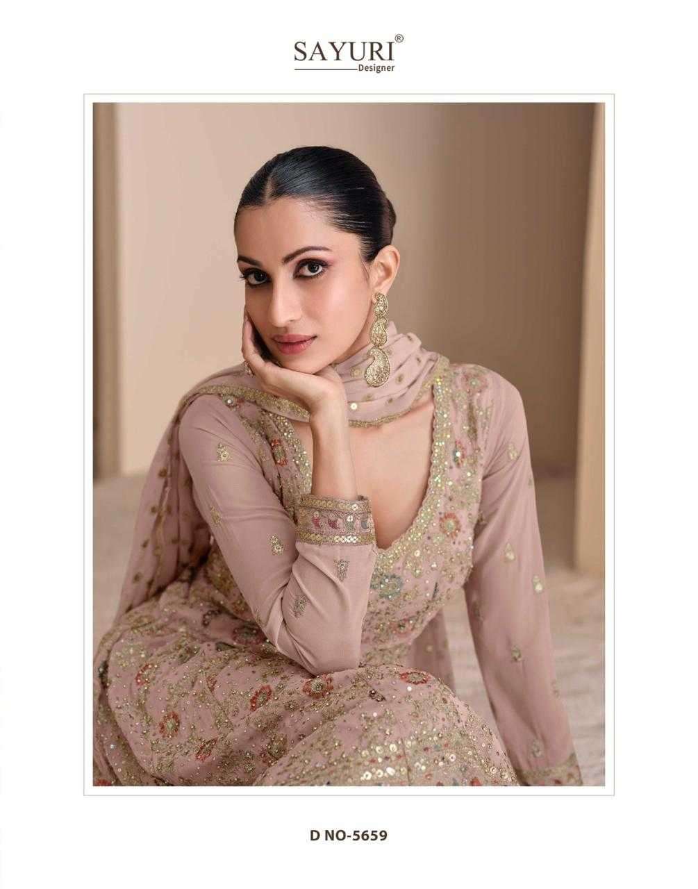 SAYURI DESIGNER PRESENTS ANDAZ READYMADE EXCLUSIVE GEORGETTE PLAZZO STYLE SUIT CATALOG WHOLESALER AND EXPORTER 