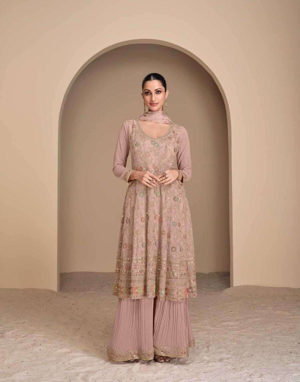 SAYURI DESIGNER PRESENTS ANDAZ READYMADE EXCLUSIVE GEORGETTE PLAZZO STYLE SUIT CATALOG WHOLESALER AND EXPORTER 
