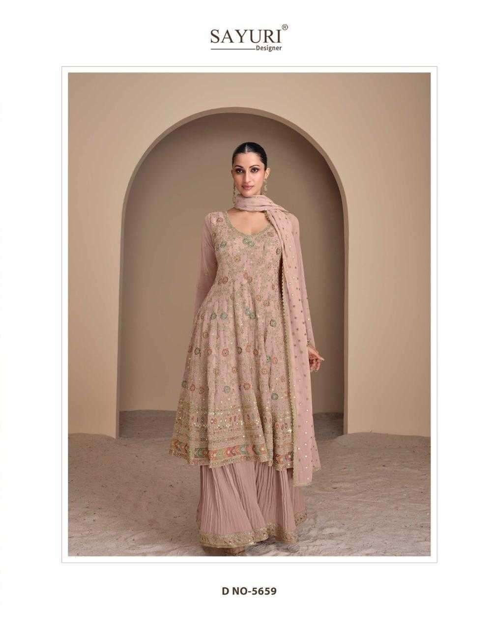 SAYURI DESIGNER PRESENTS ANDAZ READYMADE EXCLUSIVE GEORGETTE PLAZZO STYLE SUIT CATALOG WHOLESALER AND EXPORTER 