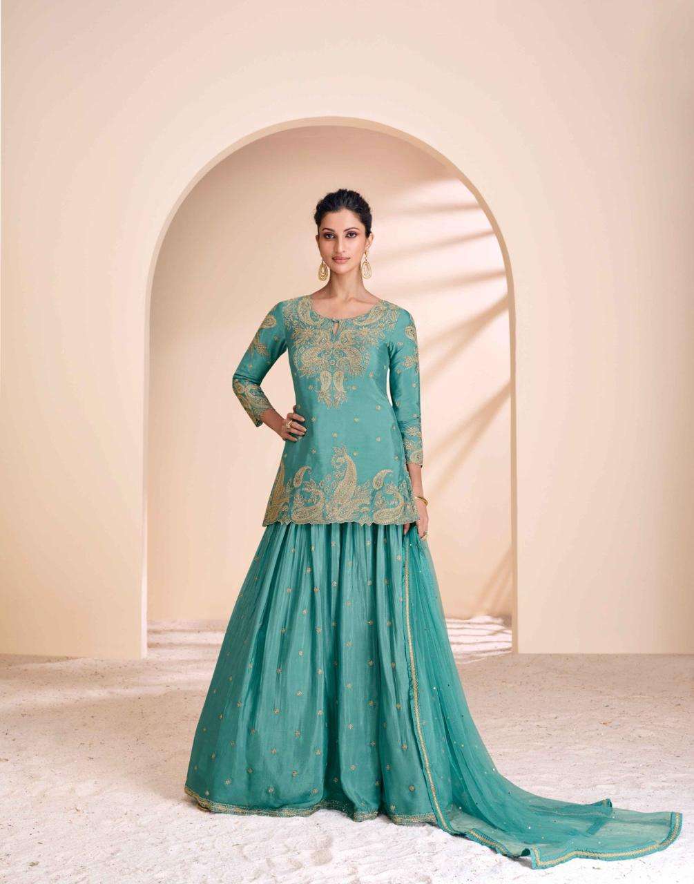 SAYURI DESIGNER PRESENTS ANMOL FANCY CHINON SUITS CATALOG WHOLESALER AND EXPORTER IN SURAT