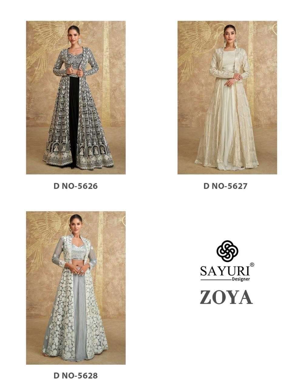 SAYURI DESIGNER PRESENTS ZOYA GEORGETTE EXCLUSIVE FULL STITCH INDO WESTERN DRESS CATALOG WHOLESALER AND EXPORTER 