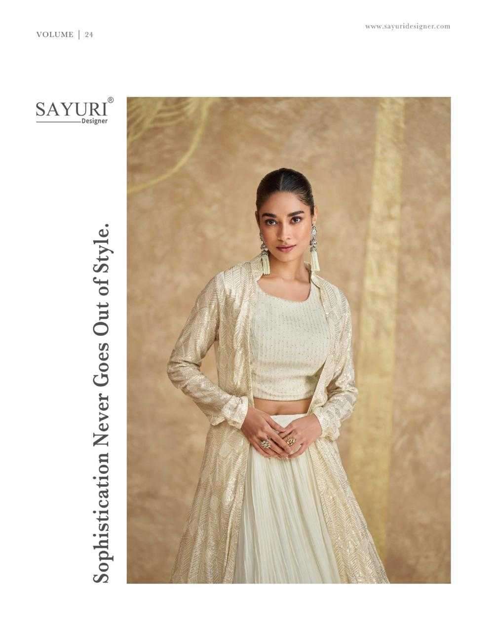 SAYURI DESIGNER PRESENTS ZOYA GEORGETTE EXCLUSIVE FULL STITCH INDO WESTERN DRESS CATALOG WHOLESALER AND EXPORTER 