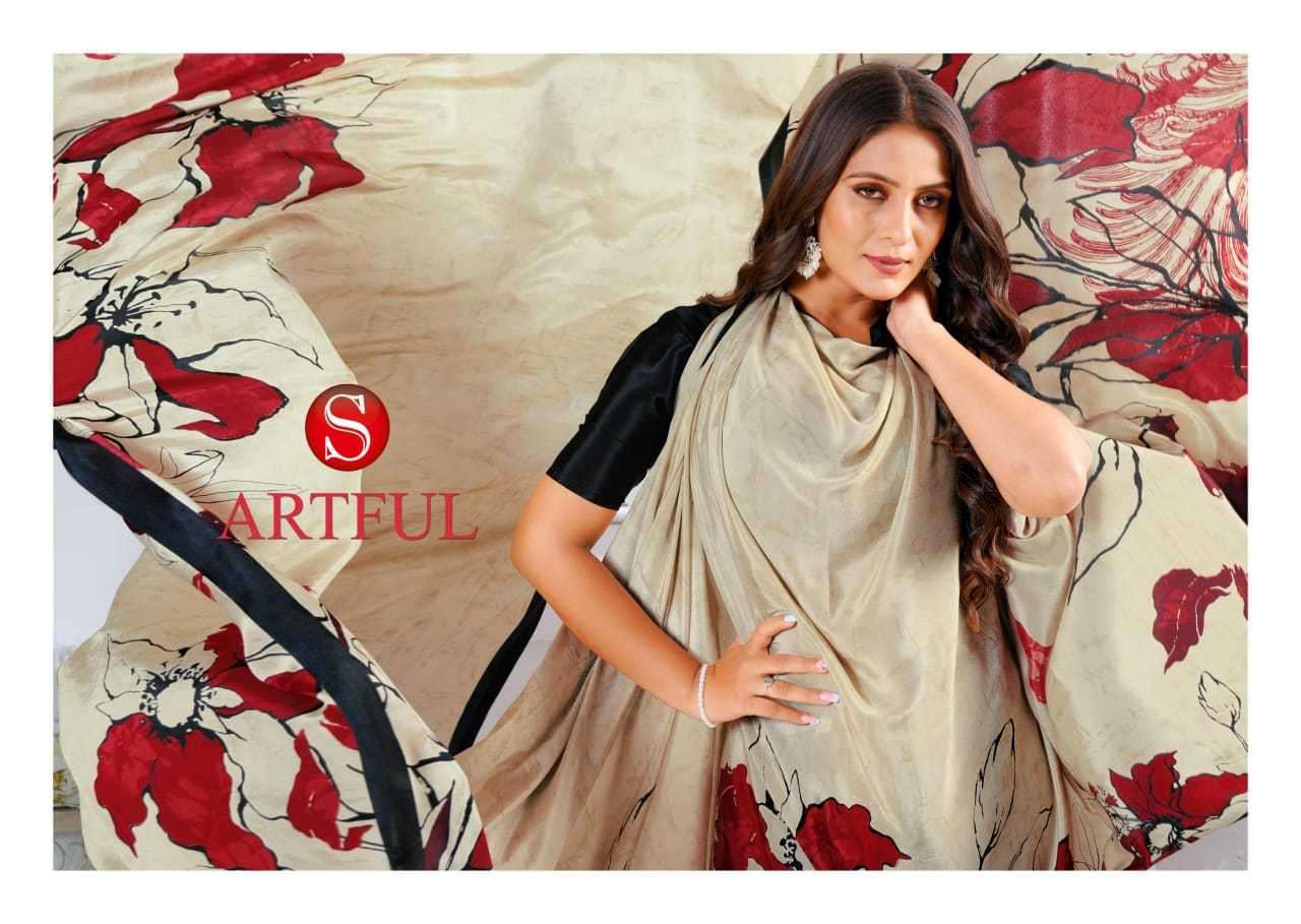 SUSHMA PRESENTS ARTFUL FASHIONABLE CRAPE UNIQUE PRINT SAREES CATALOG WHOLESALER AND EXPORTER 