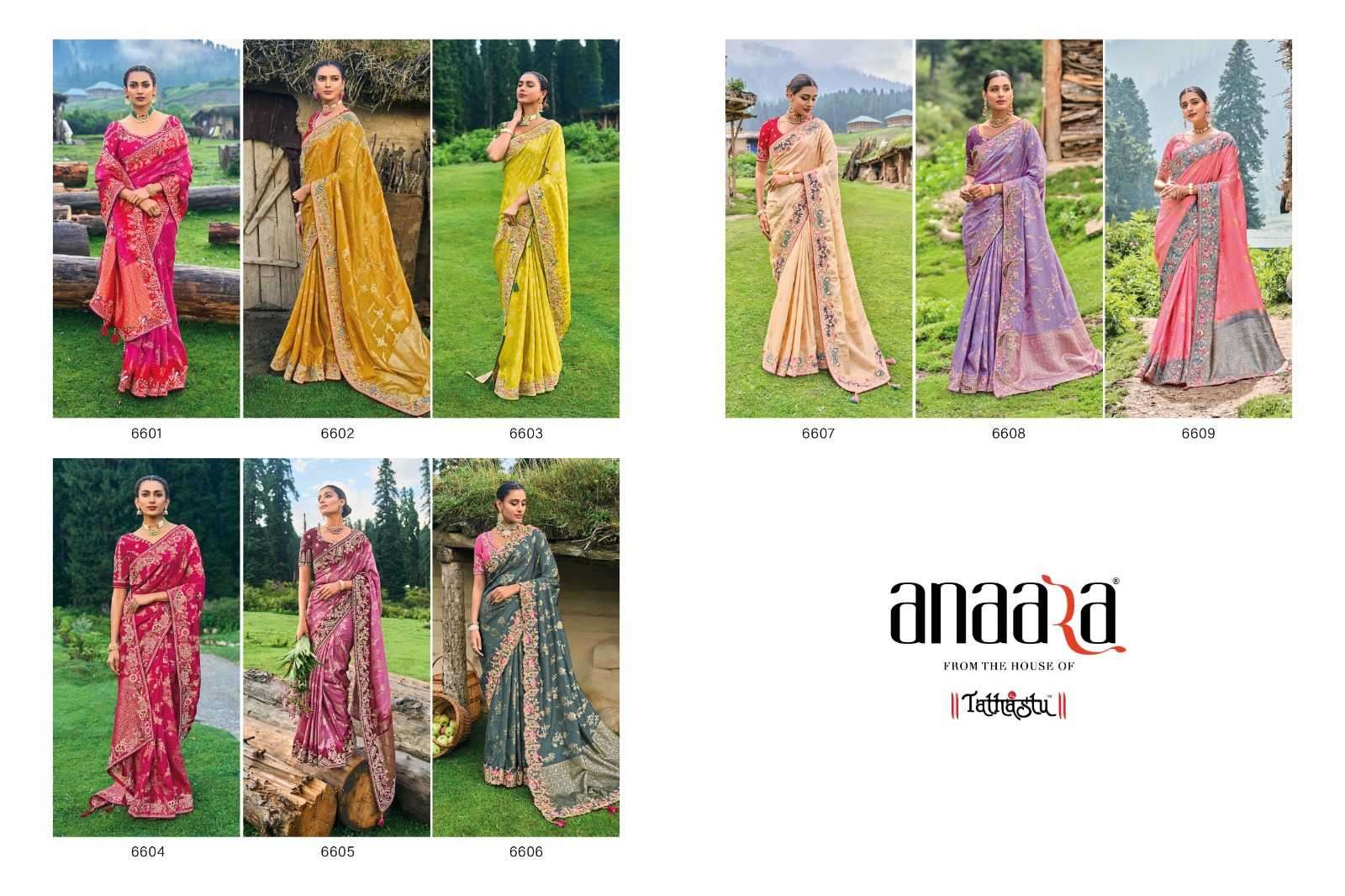 TATHASTU PRESENTS ANAARA 6600 DOLA SILK FASHIONABLE DESIGN SAREE CATALOG WHOLESALER AND EXPORTS 