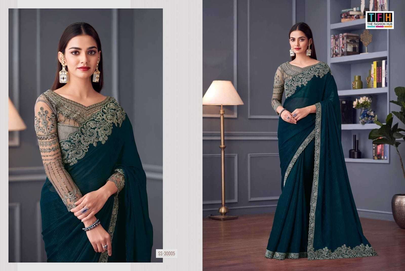 TFH PRESENTS SILVER SCREEN VOL-20 30001-30018 OCCASION WEAR FANCY SAREES CATALOG WHOLESALER AND EXPORTS 