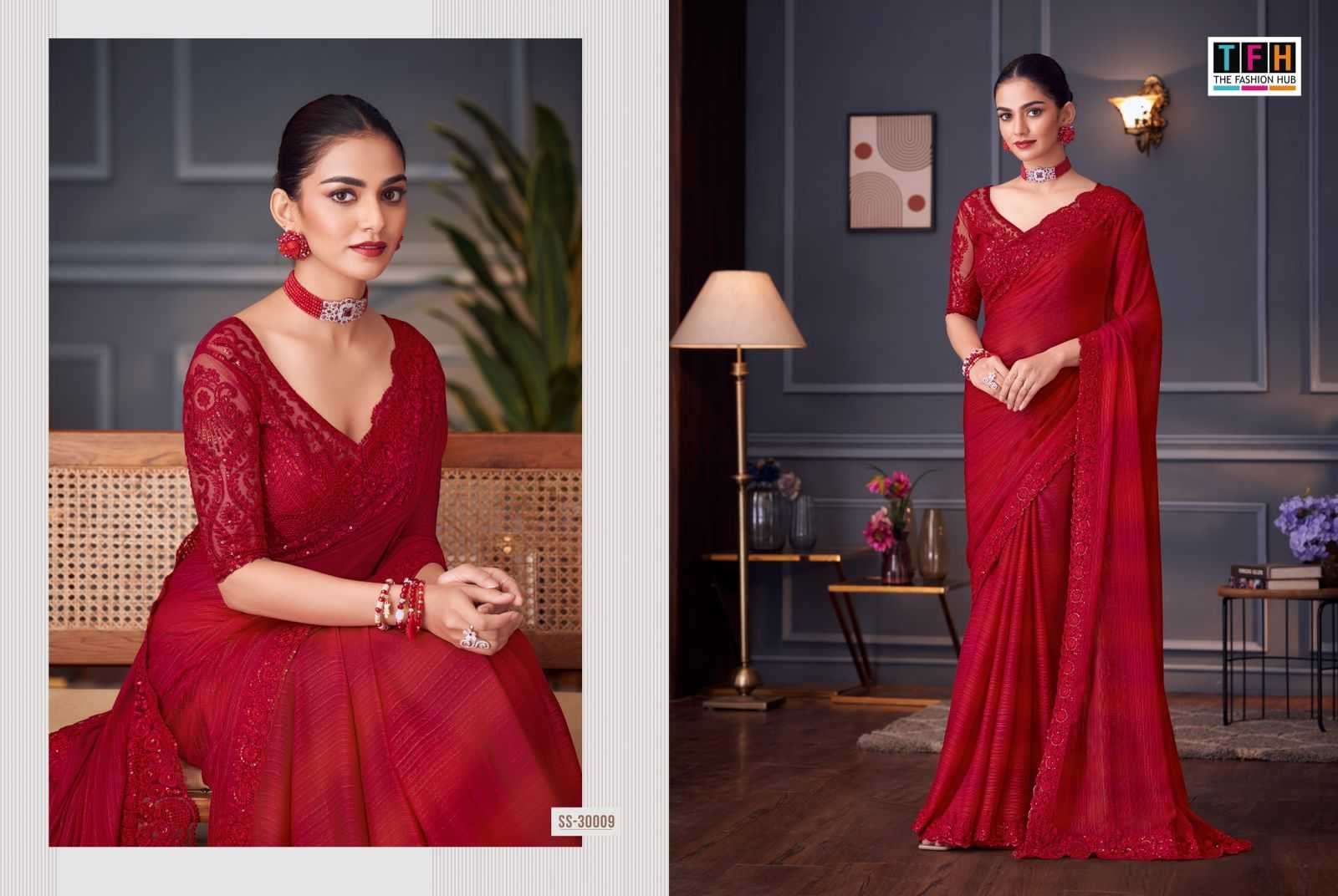 TFH PRESENTS SILVER SCREEN VOL-20 30001-30018 OCCASION WEAR FANCY SAREES CATALOG WHOLESALER AND EXPORTS 
