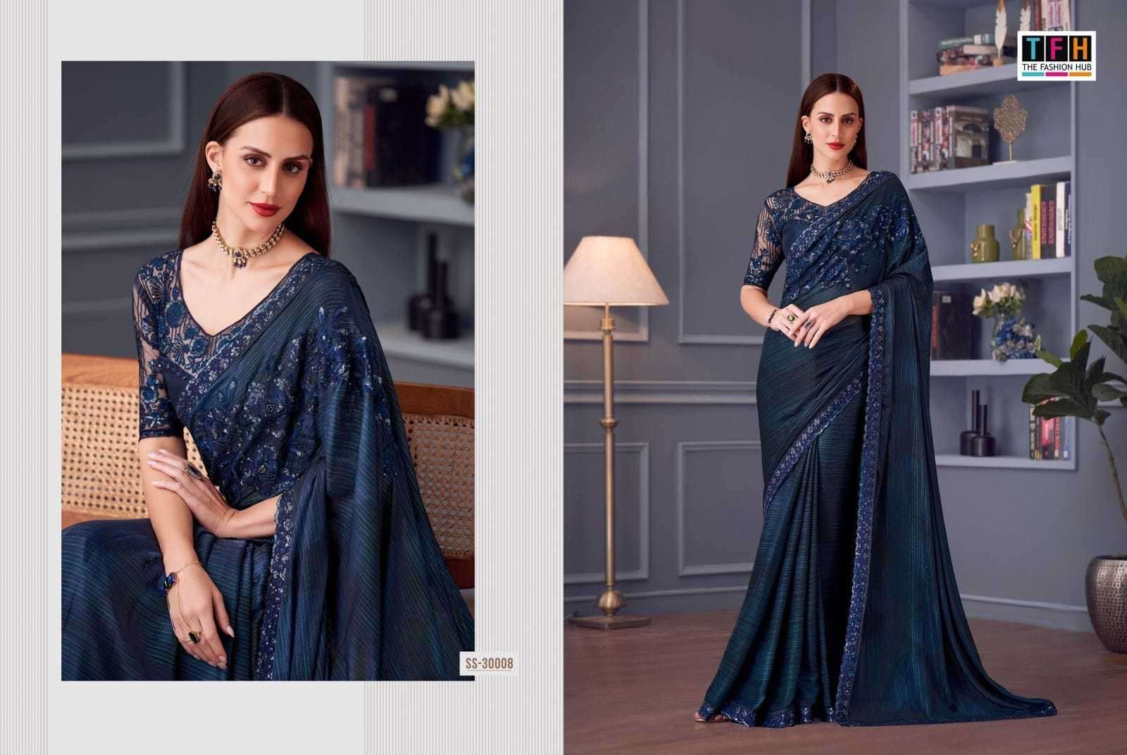 TFH PRESENTS SILVER SCREEN VOL-20 30001-30018 OCCASION WEAR FANCY SAREES CATALOG WHOLESALER AND EXPORTS 