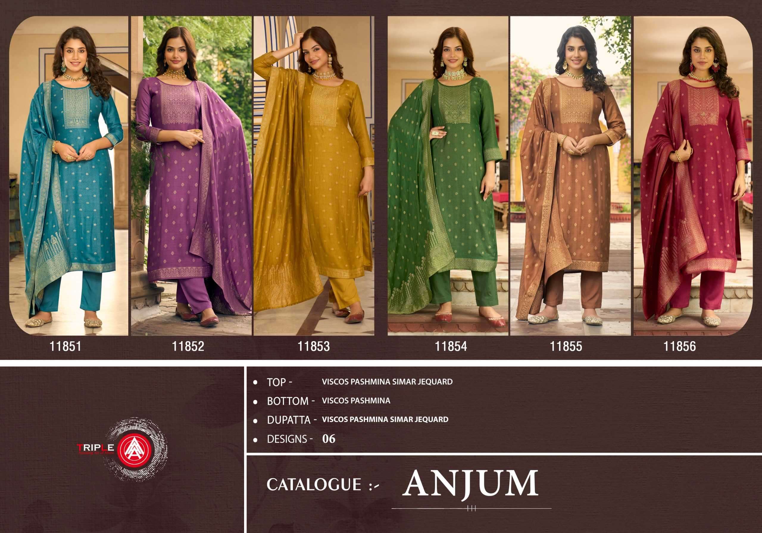 TRIPLE A PRESENTS ANJUM  VISCOSE PASHMINA WINTER SPECIAL CATALOG WHOLESALER AND EXPORTER IN SURAT
