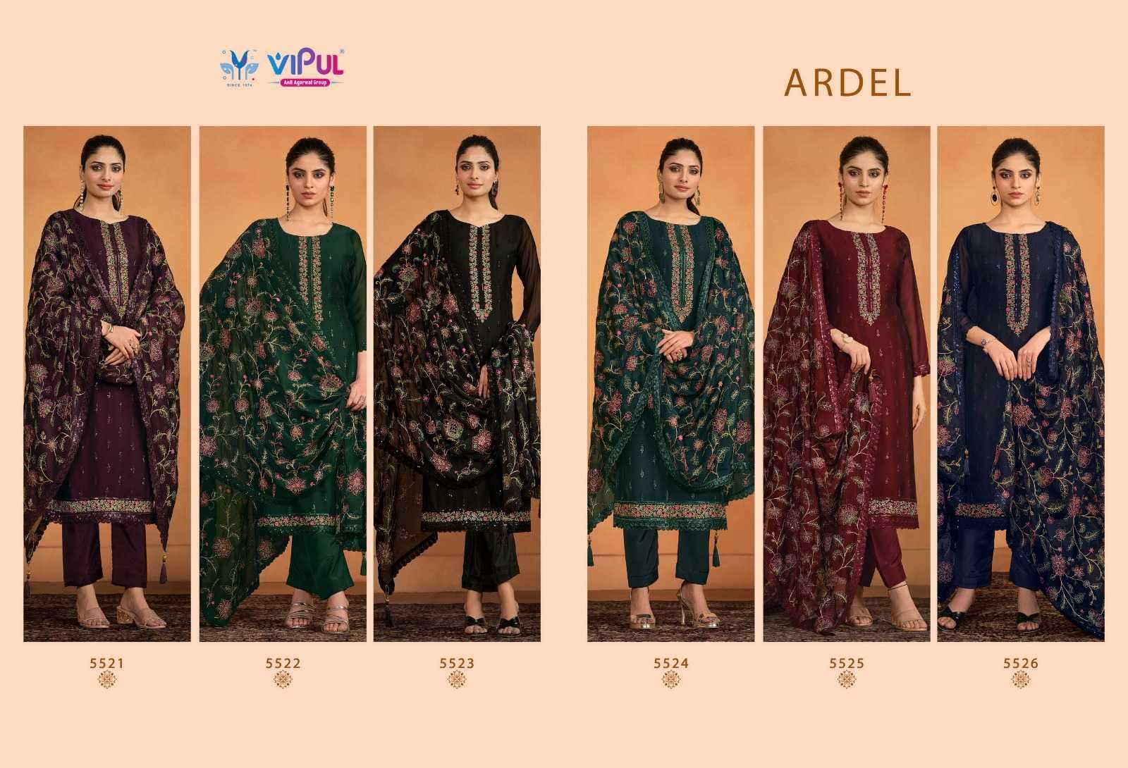VIPUL FASHION PRESENTS ARDEL STYLISH TWO TONE CATIONIC GEORGETTE LADIES SALWAR SUITS CATALOG WHOLESALER 