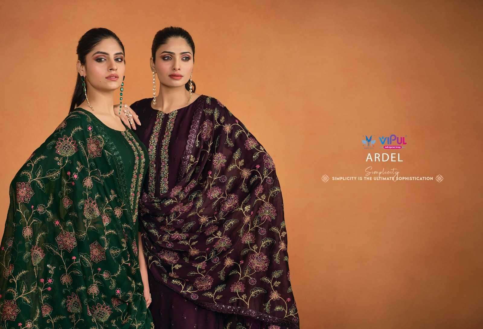 VIPUL FASHION PRESENTS ARDEL STYLISH TWO TONE CATIONIC GEORGETTE LADIES SALWAR SUITS CATALOG WHOLESALER 