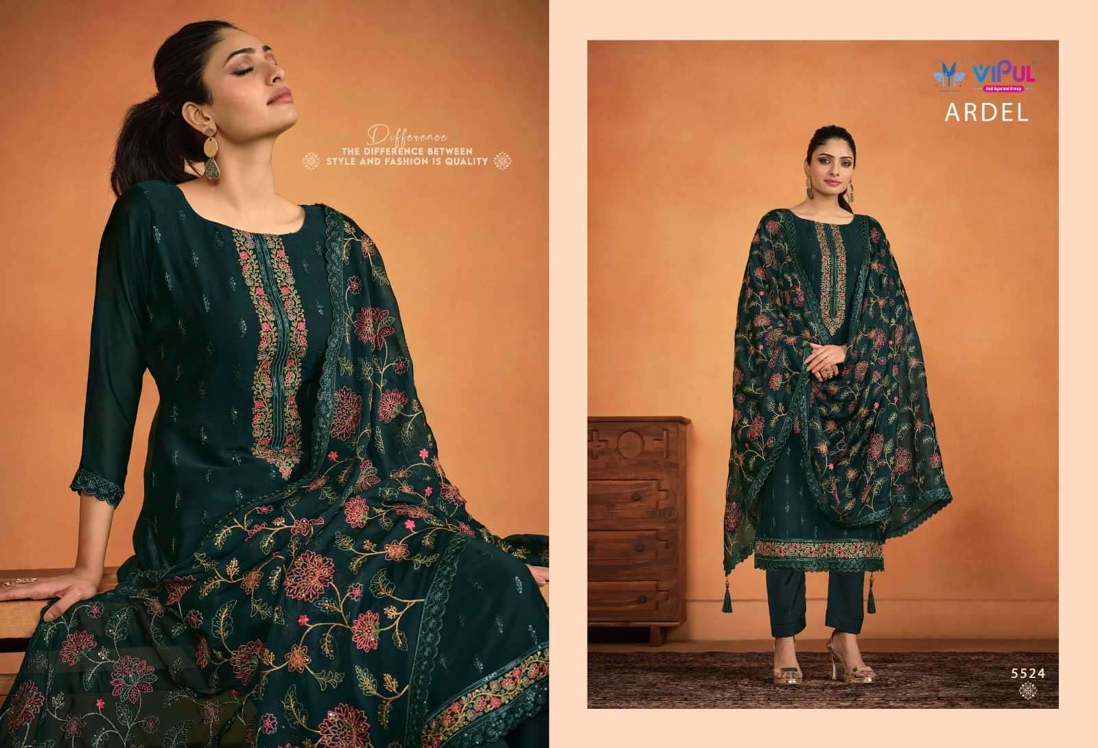 VIPUL FASHION PRESENTS ARDEL STYLISH TWO TONE CATIONIC GEORGETTE LADIES SALWAR SUITS CATALOG WHOLESALER 
