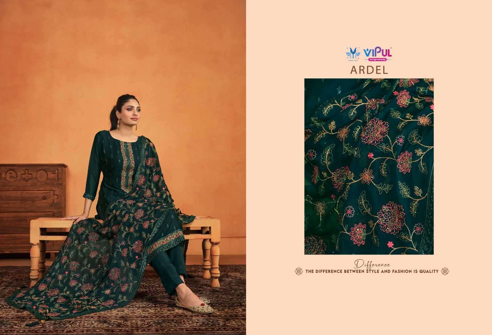 VIPUL FASHION PRESENTS ARDEL STYLISH TWO TONE CATIONIC GEORGETTE LADIES SALWAR SUITS CATALOG WHOLESALER 