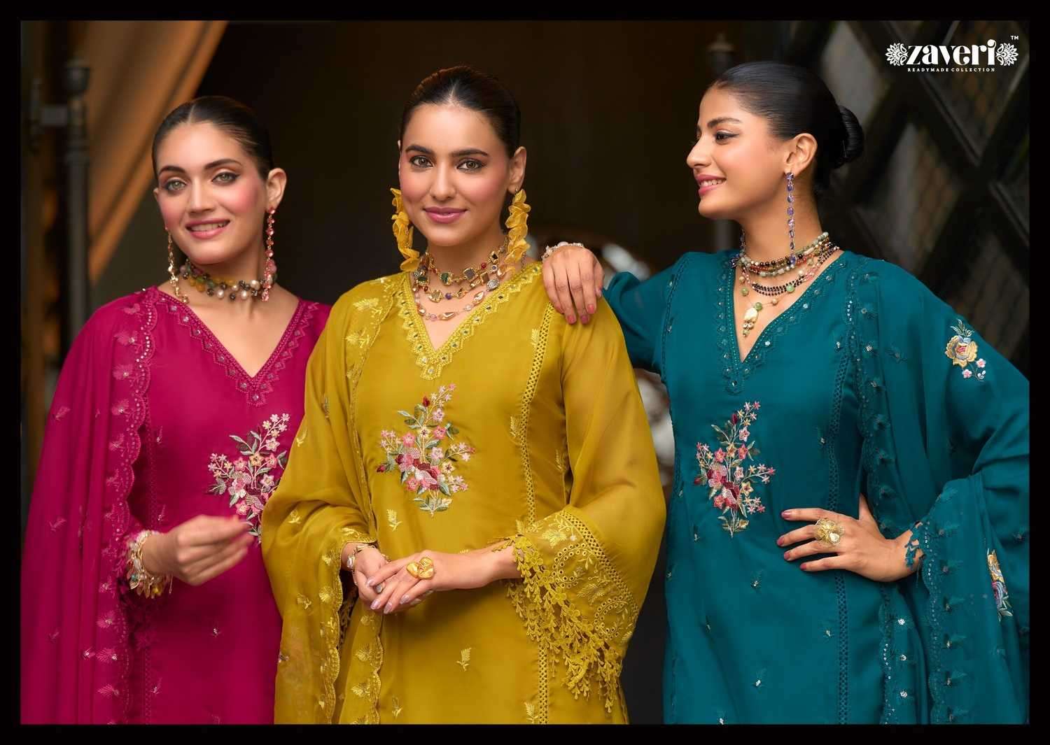ZAVERI PRESENTS PARI ORGANZA READYMADE ORIGINAL PAKISTANI SALWAR SUIT CATALOG WHOLESALER AND EXPORTER 
