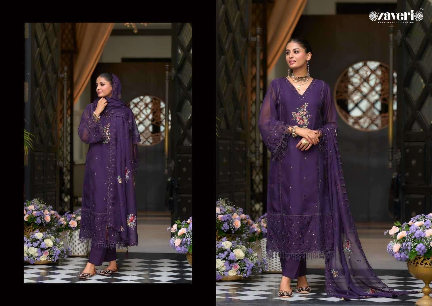 ZAVERI PRESENTS PARI ORGANZA READYMADE ORIGINAL PAKISTANI SALWAR SUIT CATALOG WHOLESALER AND EXPORTER 