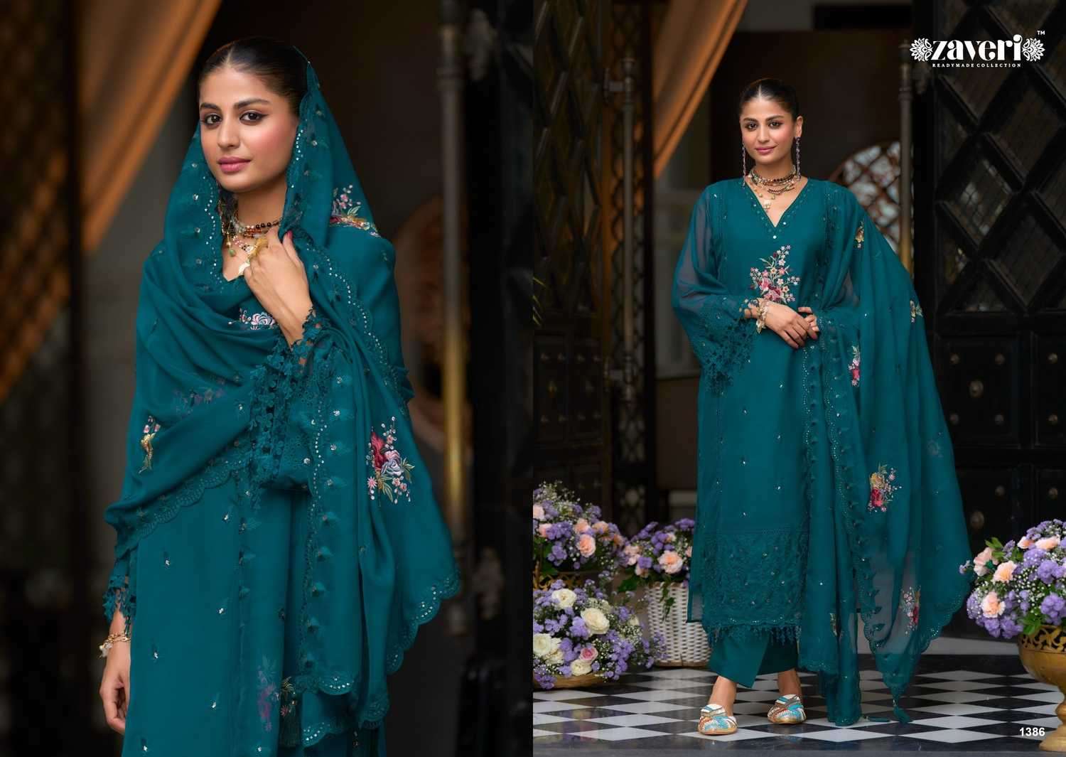 ZAVERI PRESENTS PARI ORGANZA READYMADE ORIGINAL PAKISTANI SALWAR SUIT CATALOG WHOLESALER AND EXPORTER 