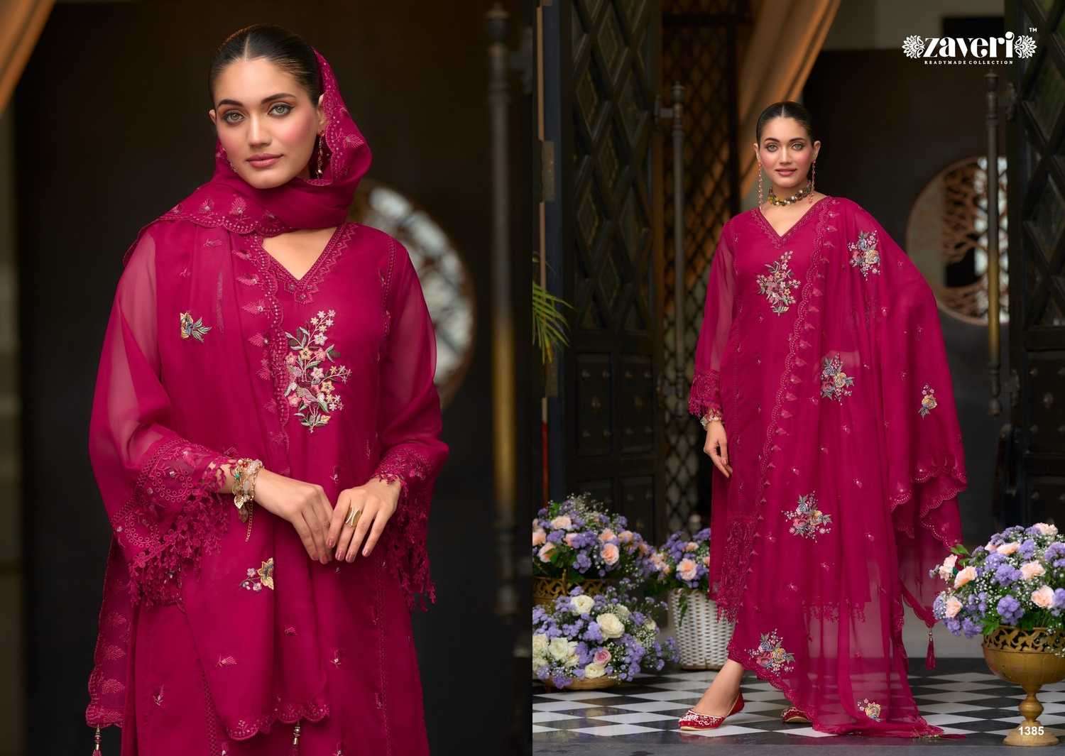 ZAVERI PRESENTS PARI ORGANZA READYMADE ORIGINAL PAKISTANI SALWAR SUIT CATALOG WHOLESALER AND EXPORTER 