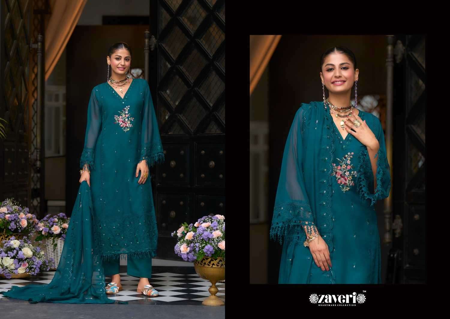 ZAVERI PRESENTS PARI ORGANZA READYMADE ORIGINAL PAKISTANI SALWAR SUIT CATALOG WHOLESALER AND EXPORTER 