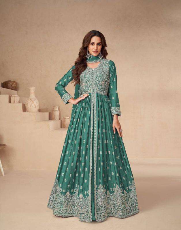 AASHIRWAD CREATION PRESENTS RAKHI CHINON SILK READYMADE EXCLUSIVE SKIRT KURTI WITH DUPATTA CATALOG WHOLESALER AND EXPORTER 