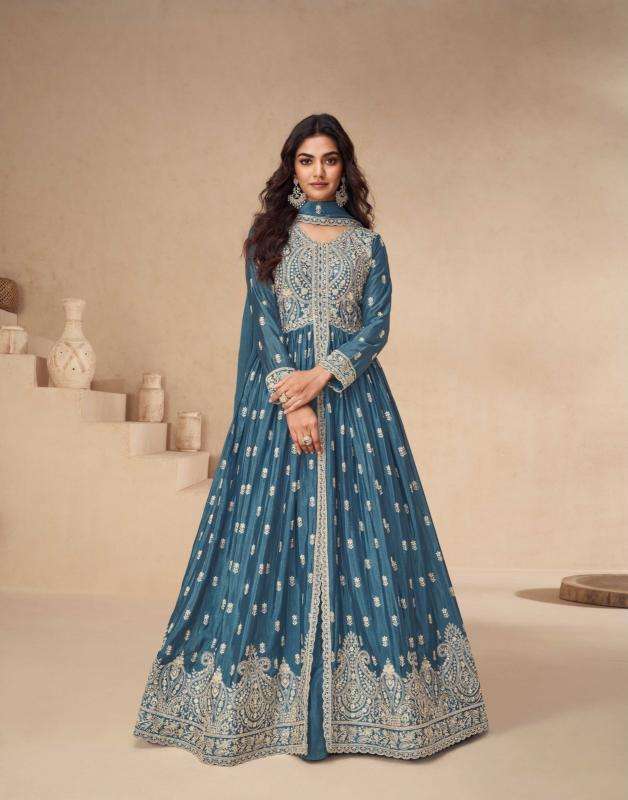 AASHIRWAD CREATION PRESENTS RAKHI CHINON SILK READYMADE EXCLUSIVE SKIRT KURTI WITH DUPATTA CATALOG WHOLESALER AND EXPORTER 