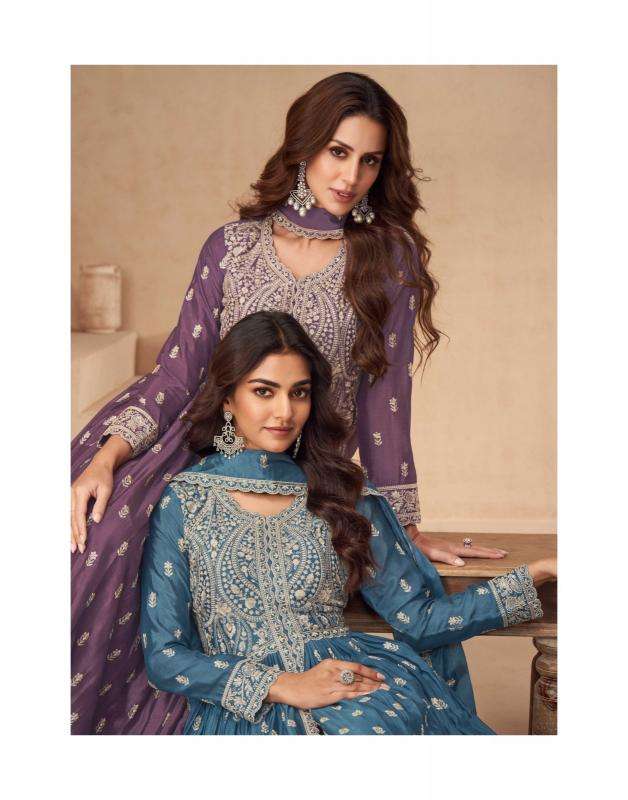 AASHIRWAD CREATION PRESENTS RAKHI CHINON SILK READYMADE EXCLUSIVE SKIRT KURTI WITH DUPATTA CATALOG WHOLESALER AND EXPORTER 