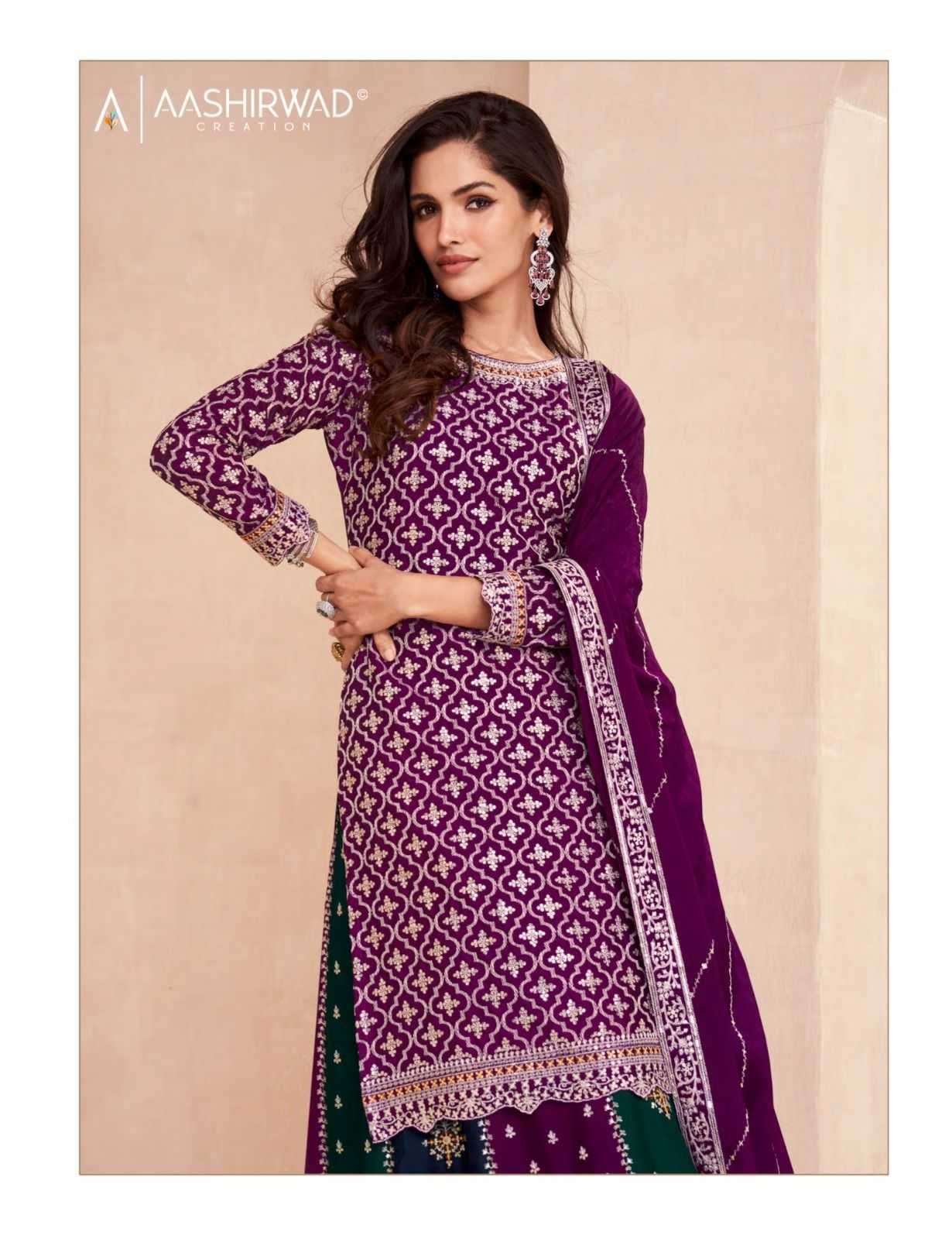 AASHIRWAD PRESENTS GULKAND COLORS DARK EDITION FULLSTITCH DESIGNER KURTI SKIRT AND DUPATTA CATALOG