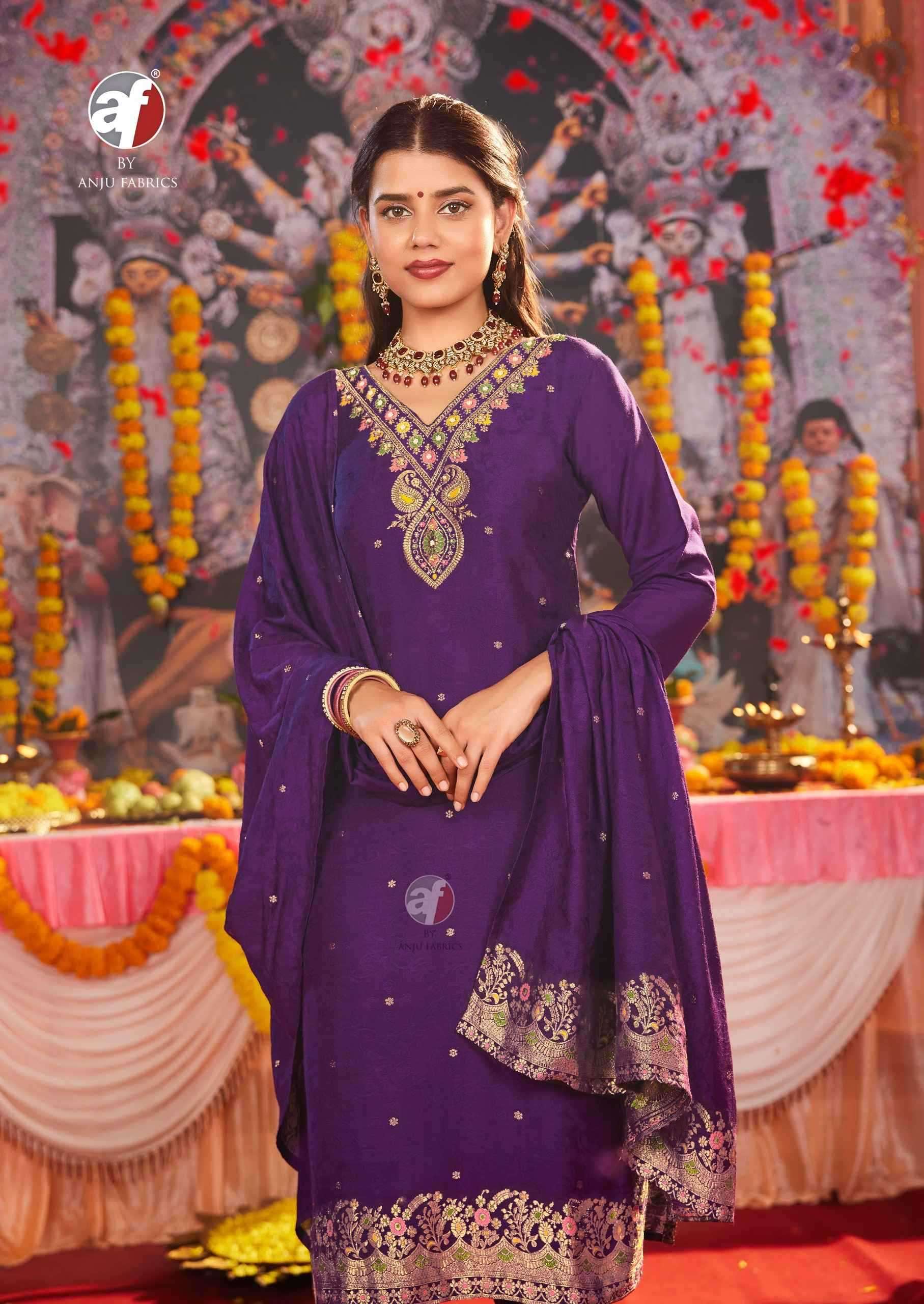 ANJU FAB PRESENTS PALKI VOL-4 MUSLIN JACQUARD PLUS SIZE READYMADE ATTRACTIVE 3PCS DRESS CATALOG WHOLESALER AND EXPORTER 