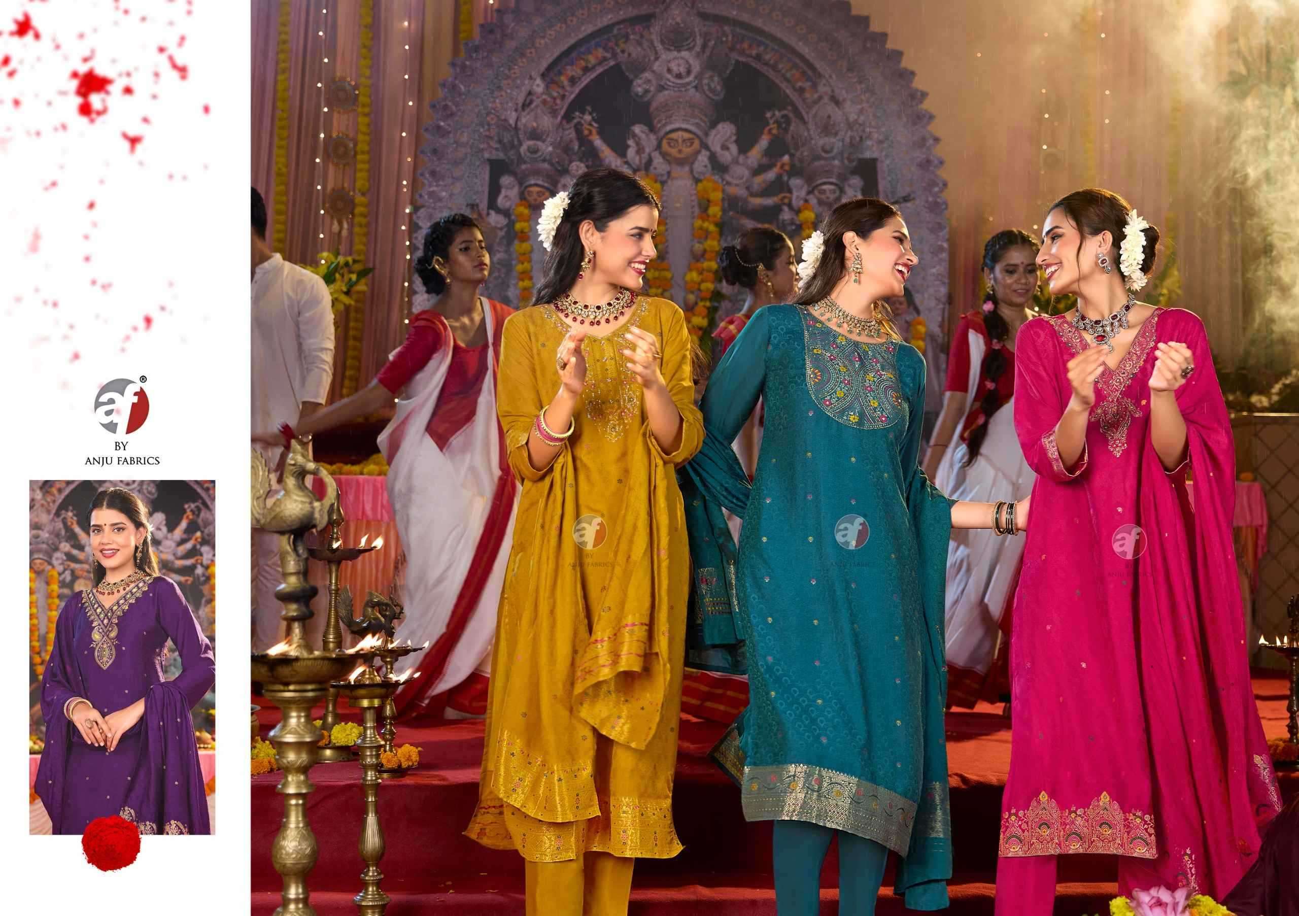 ANJU FAB PRESENTS PALKI VOL-4 MUSLIN JACQUARD PLUS SIZE READYMADE ATTRACTIVE 3PCS DRESS CATALOG WHOLESALER AND EXPORTER 