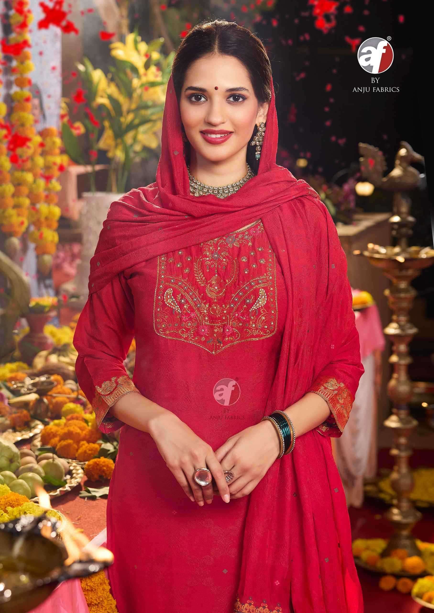 ANJU FAB PRESENTS PALKI VOL-4 MUSLIN JACQUARD PLUS SIZE READYMADE ATTRACTIVE 3PCS DRESS CATALOG WHOLESALER AND EXPORTER 