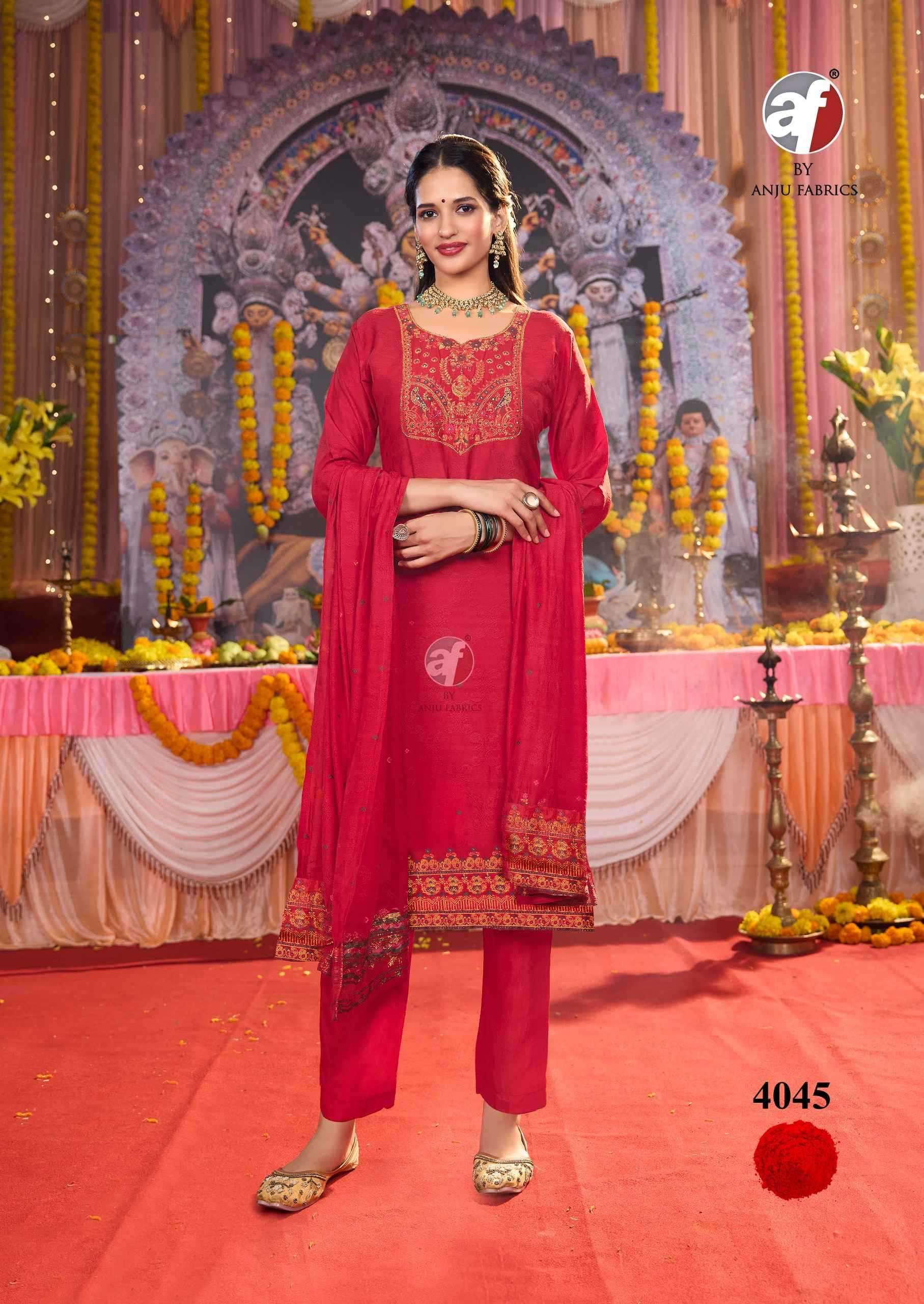 ANJU FAB PRESENTS PALKI VOL-4 MUSLIN JACQUARD PLUS SIZE READYMADE ATTRACTIVE 3PCS DRESS CATALOG WHOLESALER AND EXPORTER 