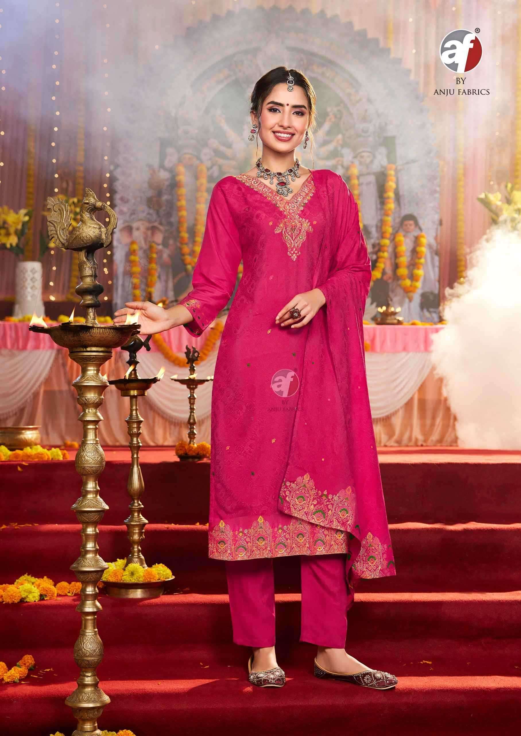 ANJU FAB PRESENTS PALKI VOL-4 MUSLIN JACQUARD PLUS SIZE READYMADE ATTRACTIVE 3PCS DRESS CATALOG WHOLESALER AND EXPORTER 
