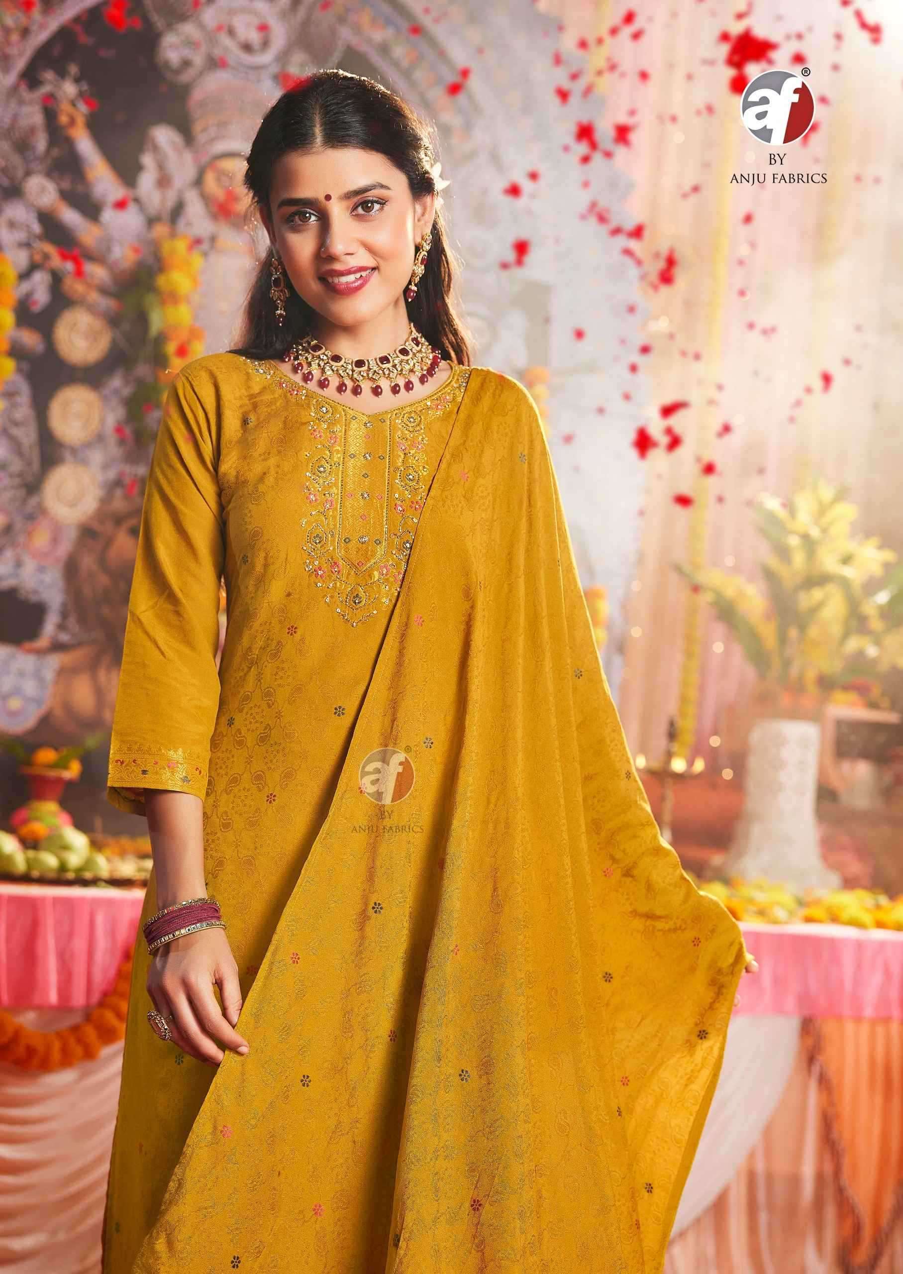 ANJU FAB PRESENTS PALKI VOL-4 MUSLIN JACQUARD PLUS SIZE READYMADE ATTRACTIVE 3PCS DRESS CATALOG WHOLESALER AND EXPORTER 