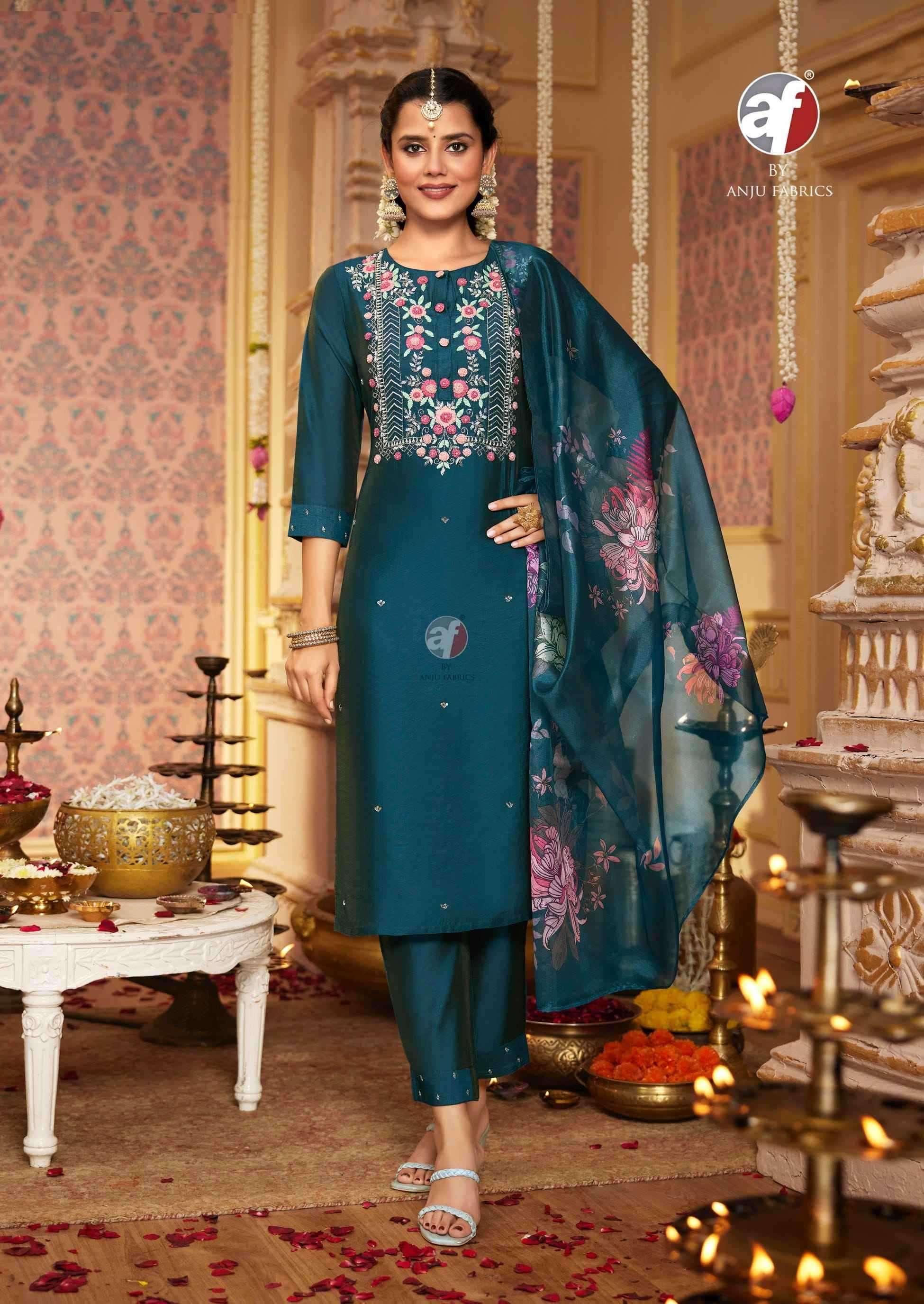 ANJU FABS PRESENTS SANGEET VOL-6 VISCOSE MODAL READYMADE PARTY WEAR PLUS SIZE SUITS CATALOG WHOLESALER AND EXPORTER 