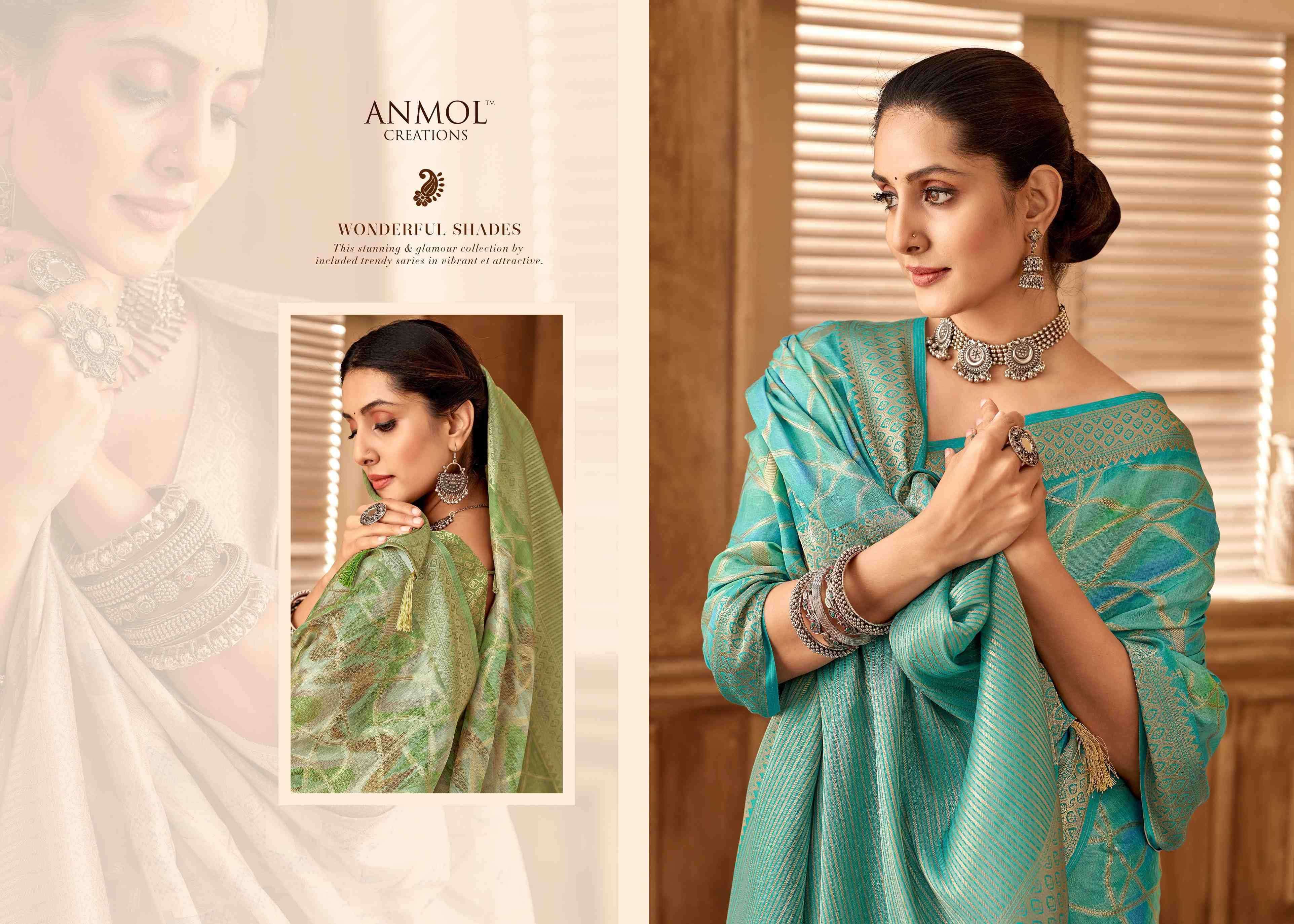 ANMOL CREATION PRESENTS TULIP VOL-13 1301-1310 MUSLIN SILK TRADITIONAL SAREES CATALOG WHOLESALER AND EXPORTER 