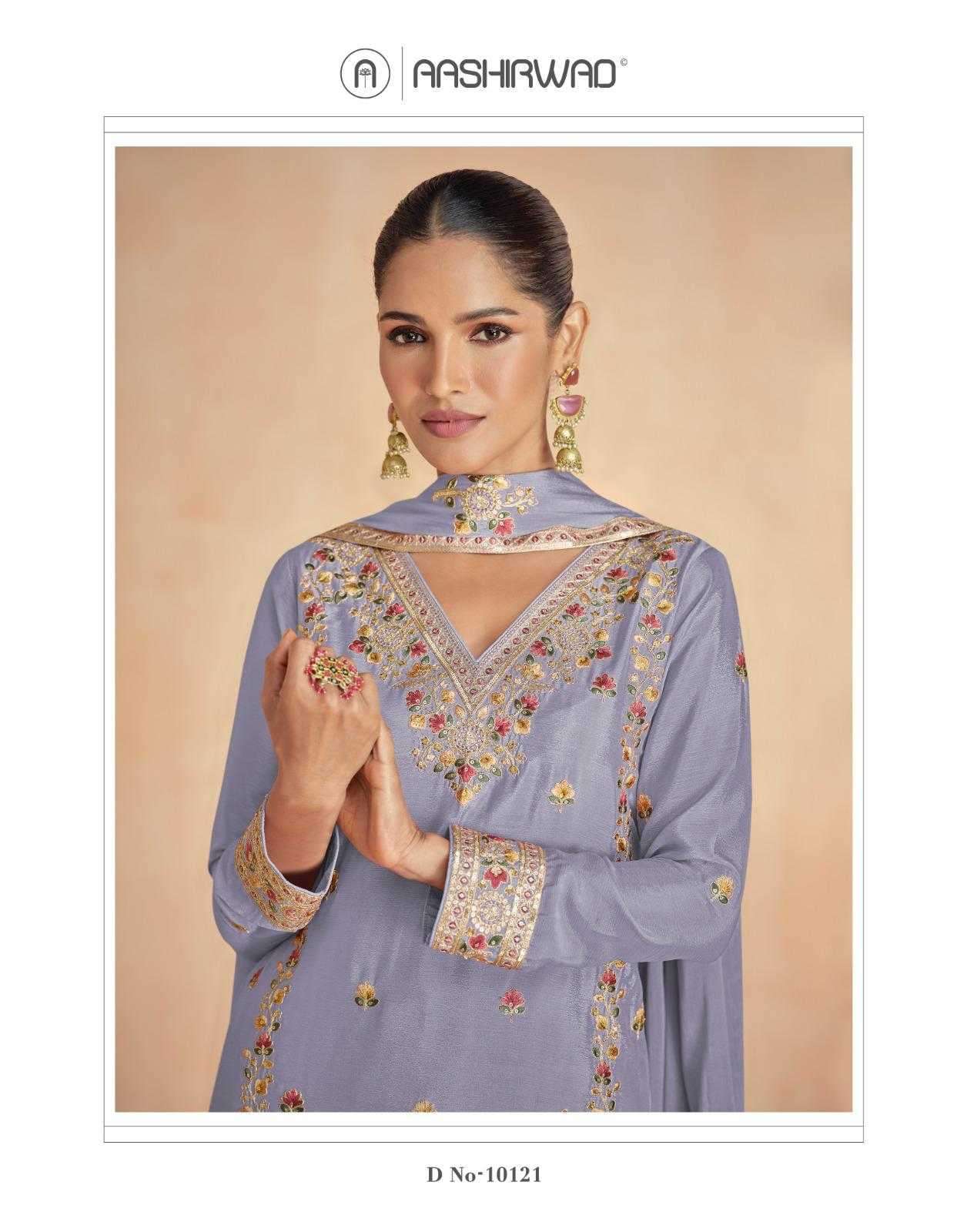 ASHIRWAD CREATION PRESENTS RINAAZ CHINON SILK CLASSIC READYMADE PLAZZO STYLE SUIT CATALOG WHOLESALER AND EXPORTER 