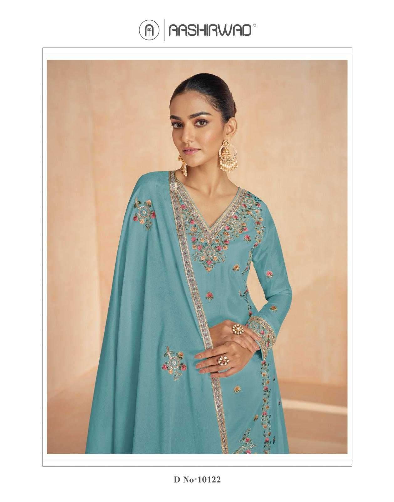 ASHIRWAD CREATION PRESENTS RINAAZ CHINON SILK CLASSIC READYMADE PLAZZO STYLE SUIT CATALOG WHOLESALER AND EXPORTER 