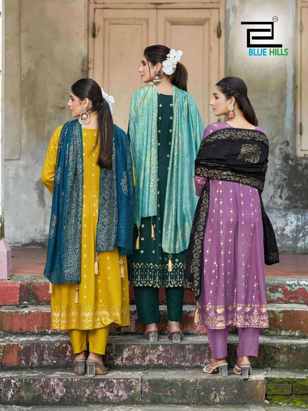 BLUE HILLS PRESENTS BATU CAVES ZARI EMBROIDERY BIG SIZE READYMADE RAYON SALWAR SUITS CATALOG WHOLESALER AND EXPORTER 
