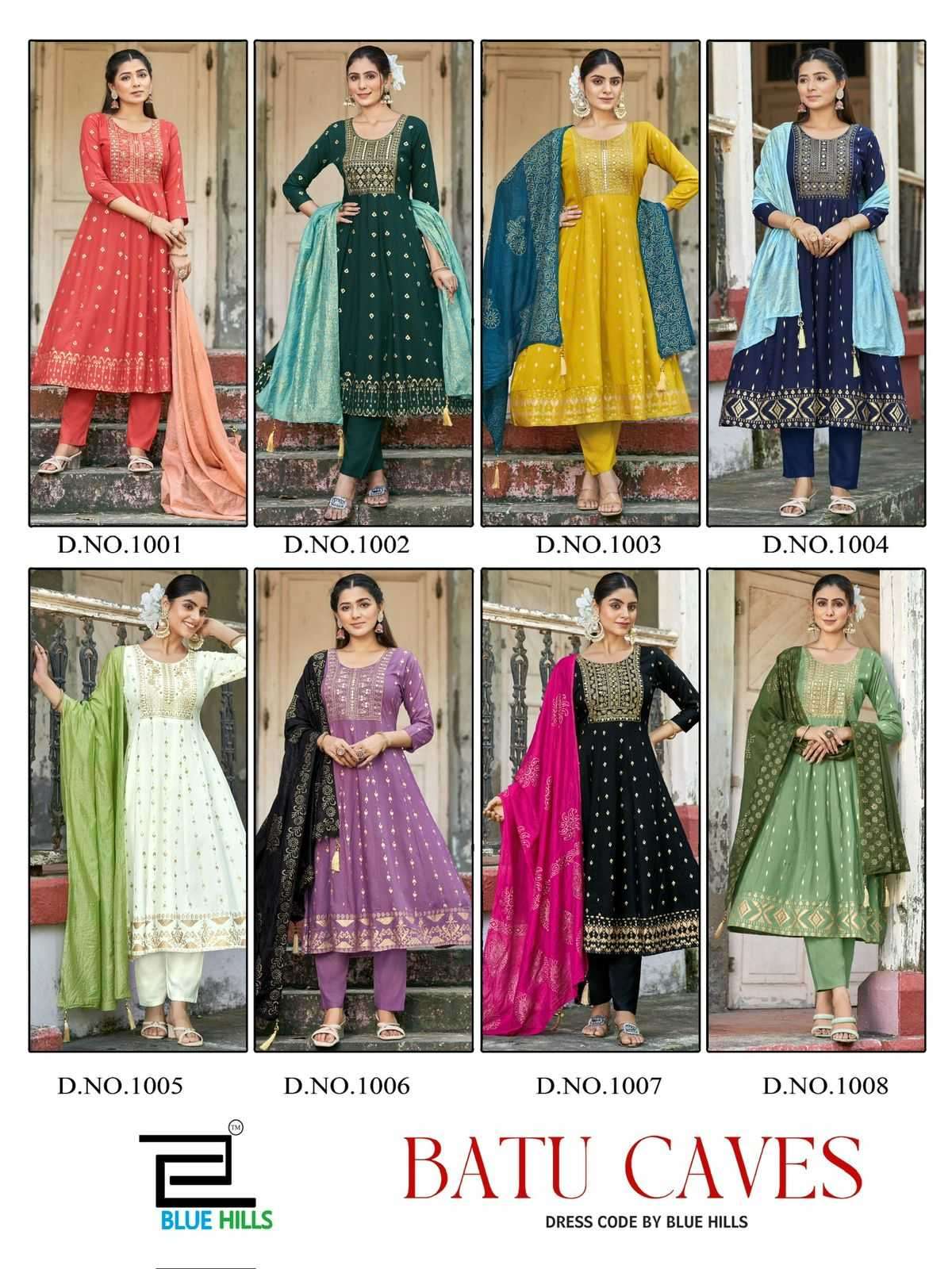BLUE HILLS PRESENTS BATU CAVES ZARI EMBROIDERY BIG SIZE READYMADE RAYON SALWAR SUITS CATALOG WHOLESALER AND EXPORTER 