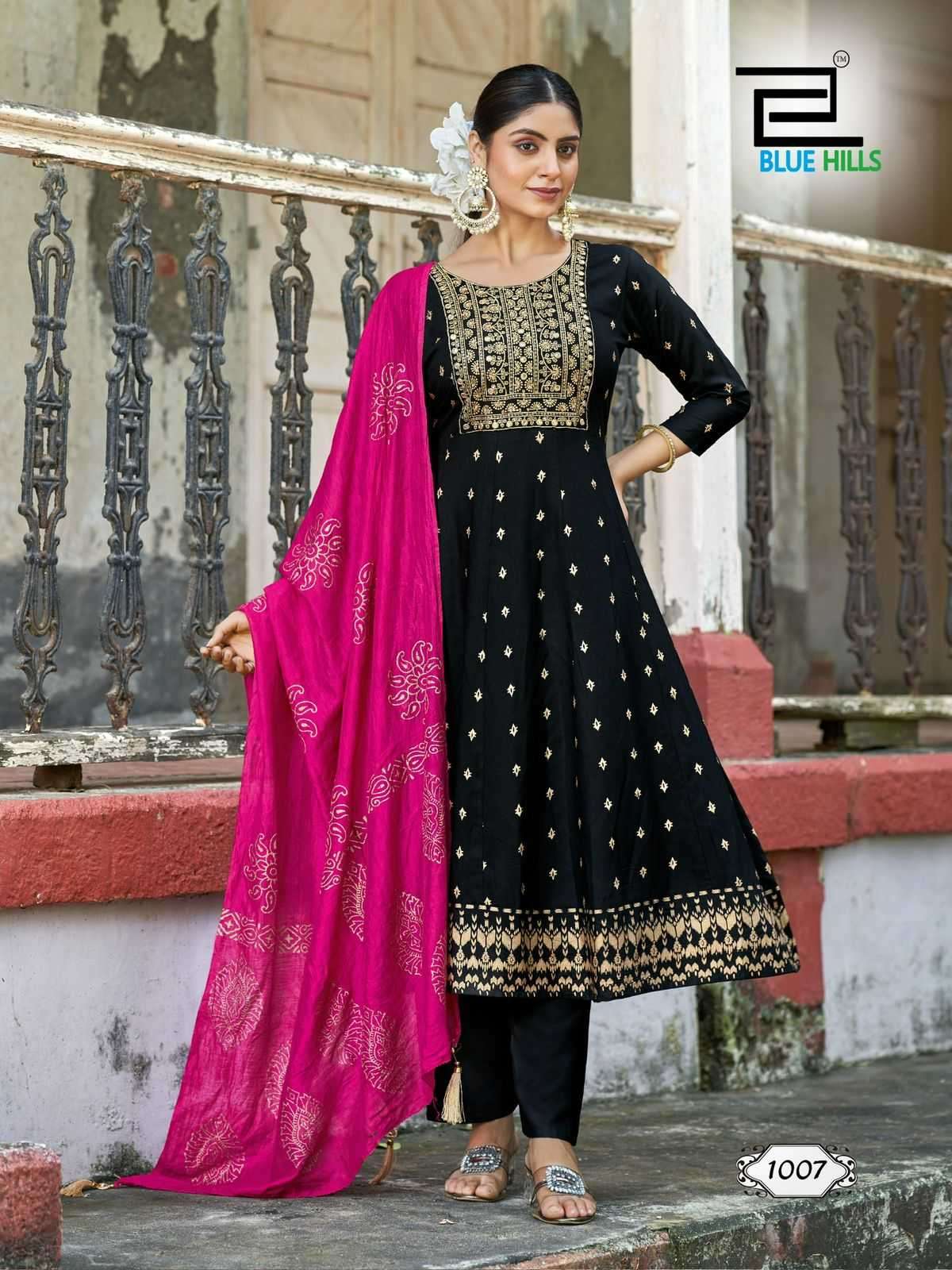 BLUE HILLS PRESENTS BATU CAVES ZARI EMBROIDERY BIG SIZE READYMADE RAYON SALWAR SUITS CATALOG WHOLESALER AND EXPORTER 