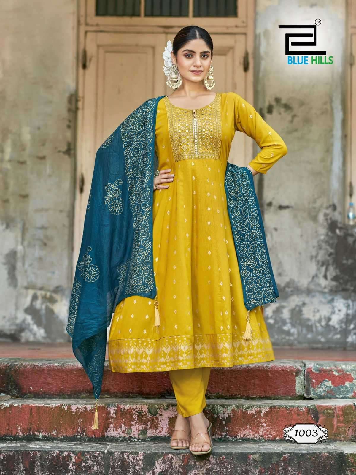 BLUE HILLS PRESENTS BATU CAVES ZARI EMBROIDERY BIG SIZE READYMADE RAYON SALWAR SUITS CATALOG WHOLESALER AND EXPORTER 