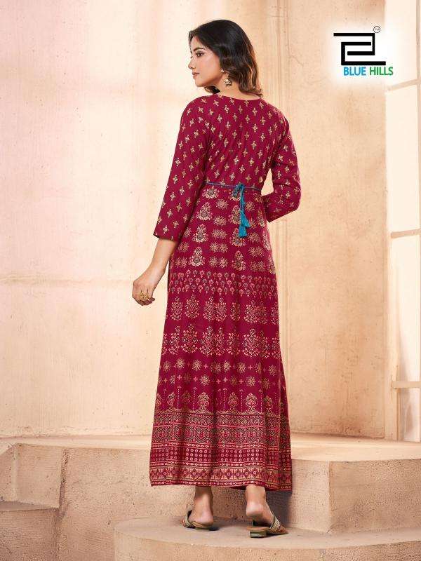BLUE HILLS PRESENTS FESTIVAL PRO MAX RAYON READYMADE PLUS SIZE ANARKALI GOWN STYLE KURTIS CATALOG WHOLESALER 