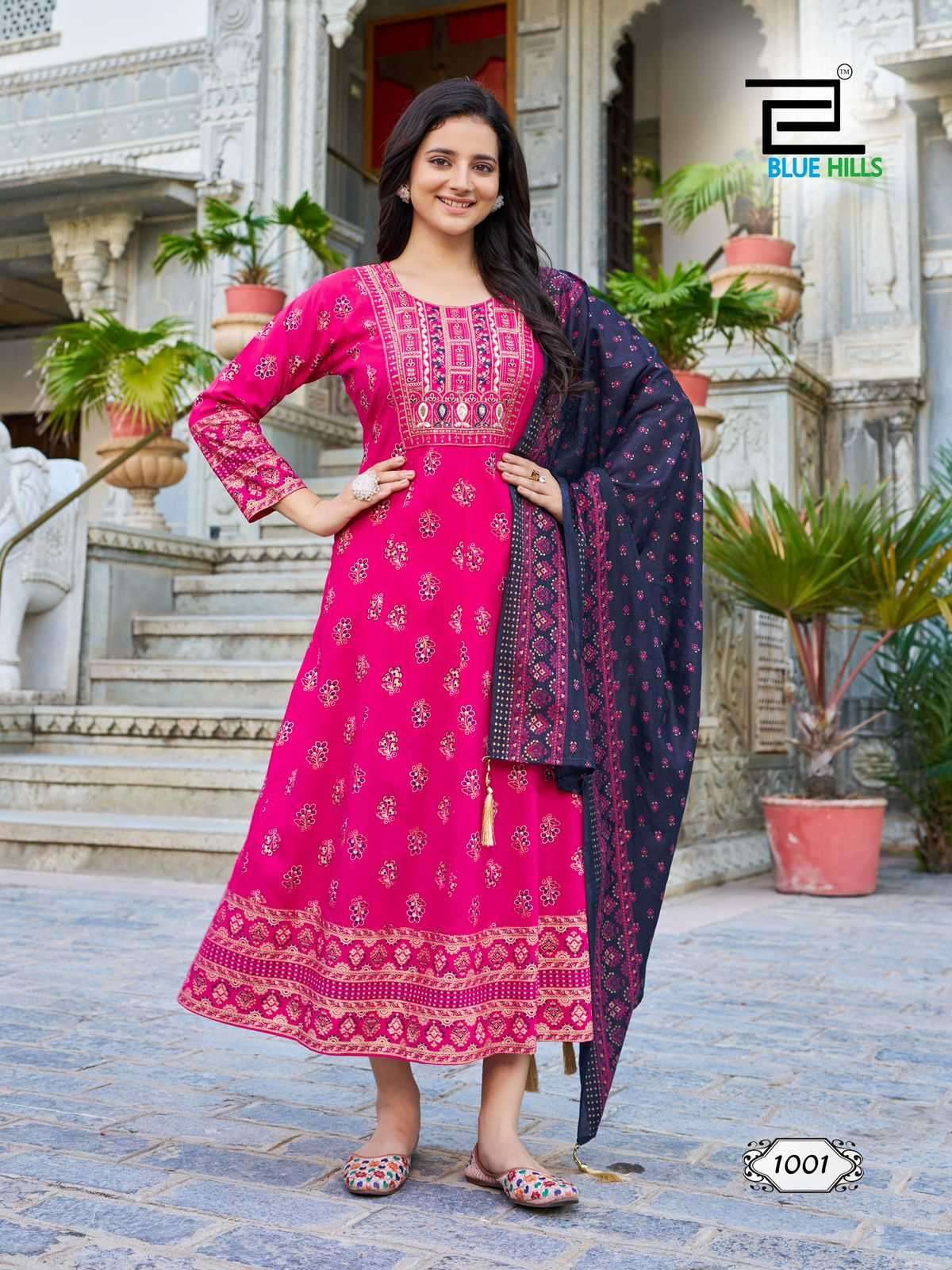 BLUE HILLS PRESENTS RITU SPECIAL VOL-1 RAYON ANARKALI READYMADE GOWN WITH DUPATTA CATALOG WHOLESALER AND EXPORTER 
