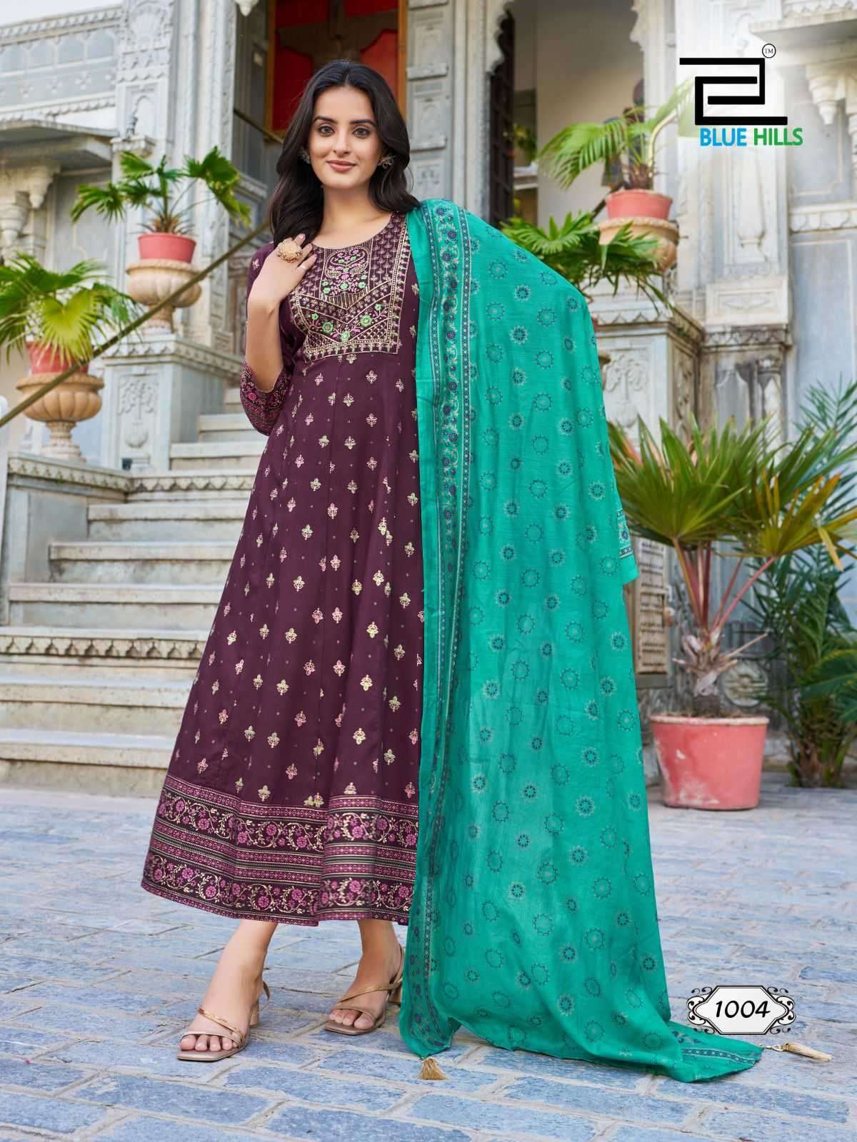 BLUE HILLS PRESENTS RITU SPECIAL VOL-1 RAYON ANARKALI READYMADE GOWN WITH DUPATTA CATALOG WHOLESALER AND EXPORTER 