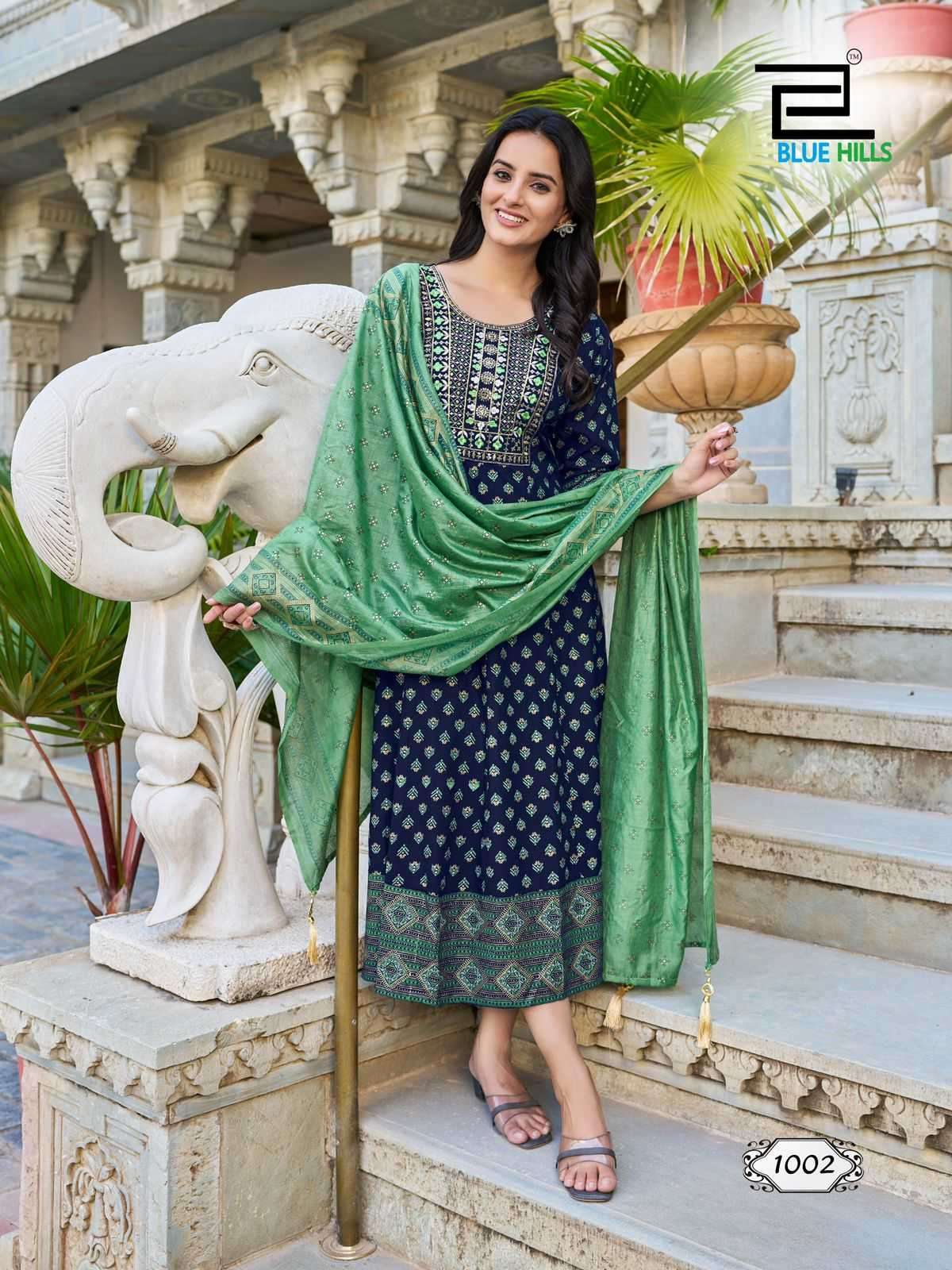 BLUE HILLS PRESENTS RITU SPECIAL VOL-1 RAYON ANARKALI READYMADE GOWN WITH DUPATTA CATALOG WHOLESALER AND EXPORTER 