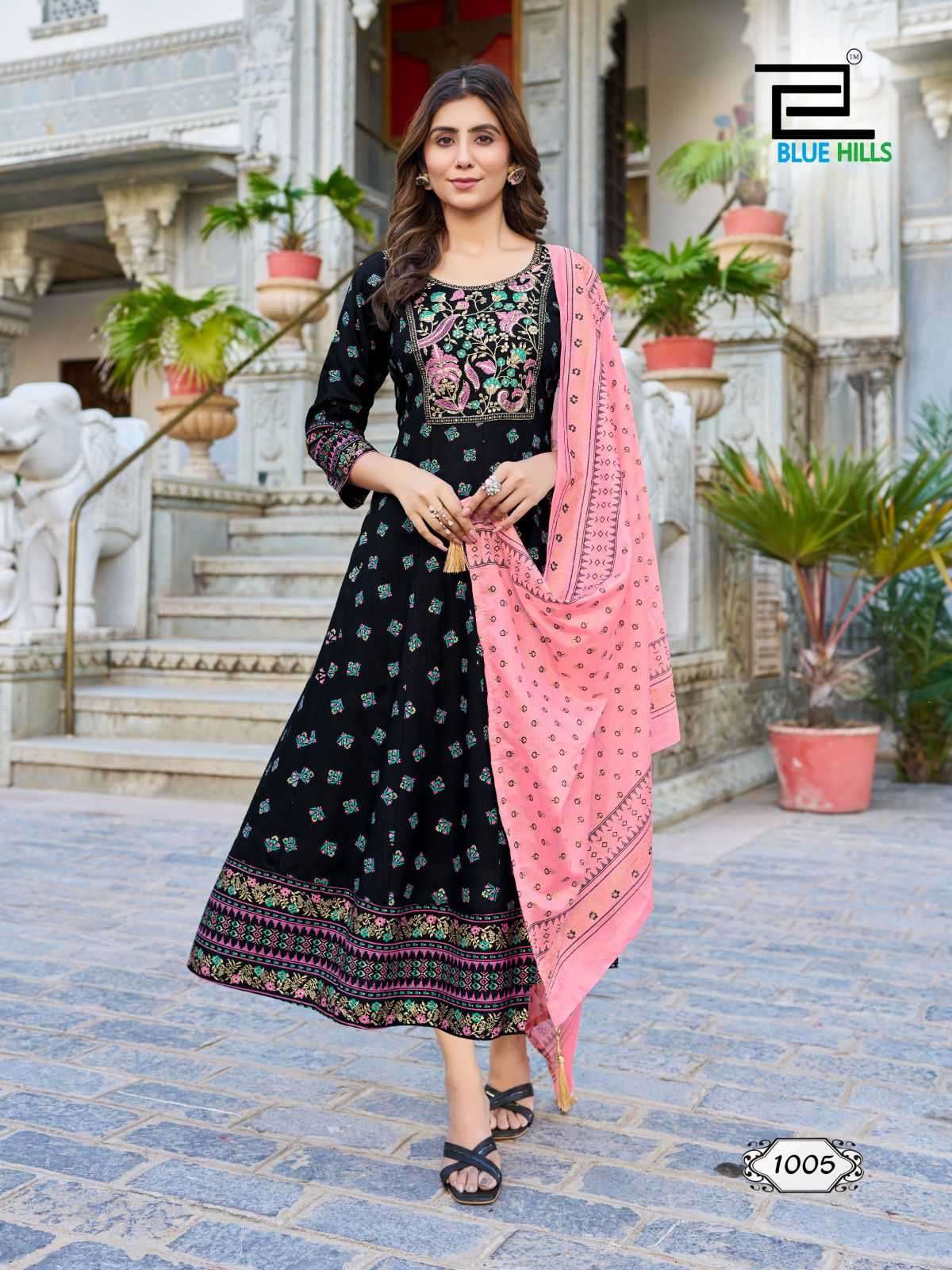 BLUE HILLS PRESENTS RITU SPECIAL VOL-1 RAYON ANARKALI READYMADE GOWN WITH DUPATTA CATALOG WHOLESALER AND EXPORTER 