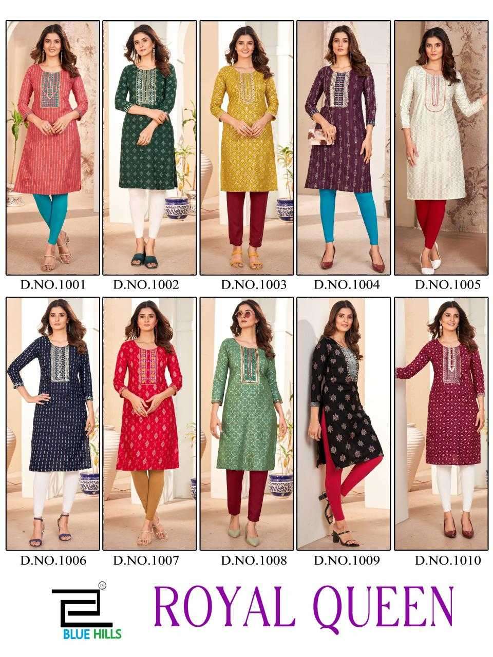 BLUE HILLS PRESENTS ROYAL QUEEN  FOIL PRINT FULLSTITCH RAYON PLUS SIZE LONG KURTI COLLECTION WHOLEWSALER AND EXPORTER 