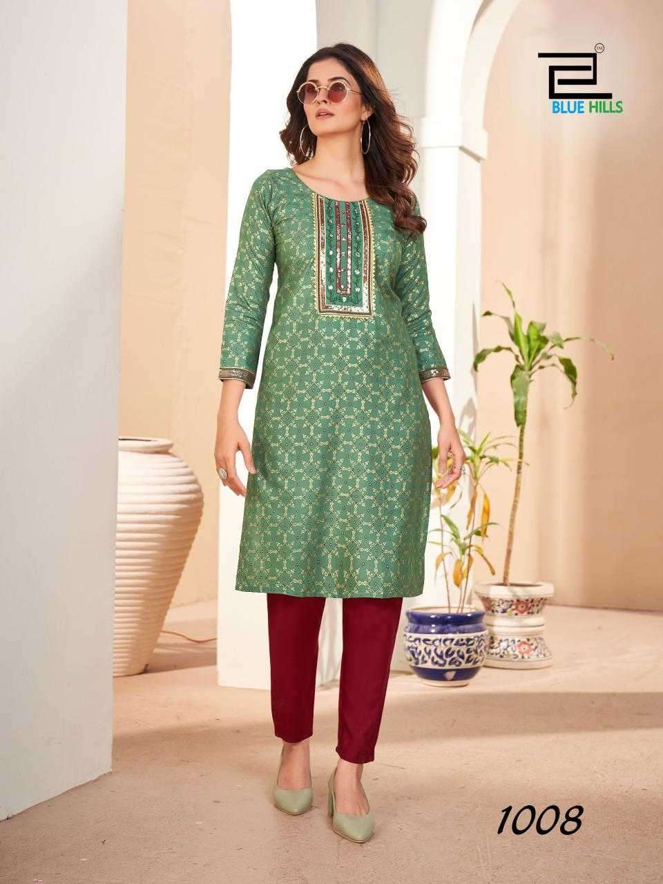 BLUE HILLS PRESENTS ROYAL QUEEN  FOIL PRINT FULLSTITCH RAYON PLUS SIZE LONG KURTI COLLECTION WHOLEWSALER AND EXPORTER 