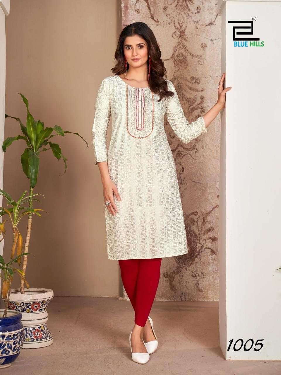 BLUE HILLS PRESENTS ROYAL QUEEN  FOIL PRINT FULLSTITCH RAYON PLUS SIZE LONG KURTI COLLECTION WHOLEWSALER AND EXPORTER 