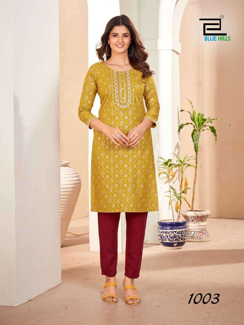 BLUE HILLS PRESENTS ROYAL QUEEN  FOIL PRINT FULLSTITCH RAYON PLUS SIZE LONG KURTI COLLECTION WHOLEWSALER AND EXPORTER 