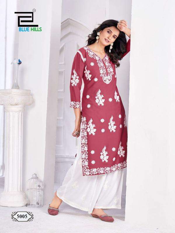 BLUE HILLS PRESENTS VICTORIA VOL-5 RAYON READYMADE PLUS SIZE KURTI WITH PLAZZO